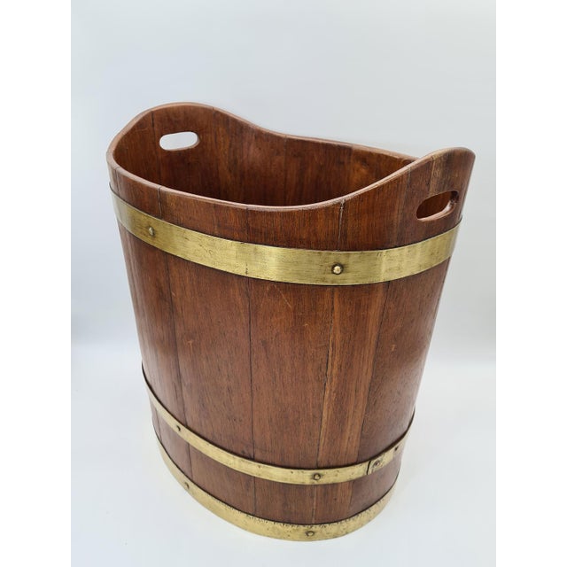Maritime Wooden Bucket with Brass Hoops, 1960s-1970s For Sale - Image 4 of 14