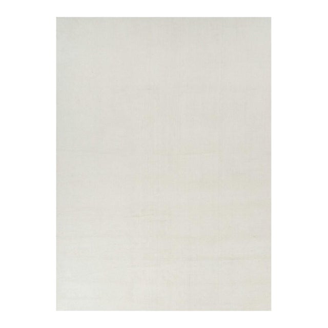 Rug & Kilim’s Oversized Textural Rug in Simple, Solid Cream White Tones -11x15 For Sale