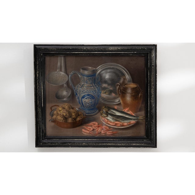 Mid 20th Century Belgium Black Wood Painting For Sale - Image 9 of 15