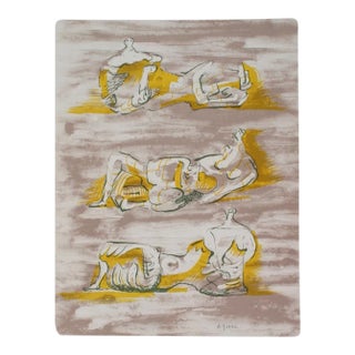 Mid 20th Century Henry Moore 'XXieme Siecle' Modernism Yellow & White Lithograph For Sale