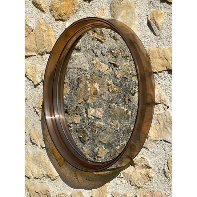 Mid-Century Round Smoked Acrylic Mirror, 1970s For Sale - Image 15 of 18