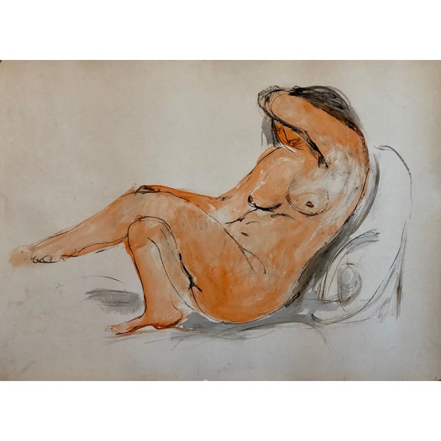 Harold Cohn, 2 Sided Expressionist Detroit Modernist Painting Female Nude, Night Cruise Ship, c.1950's For Sale