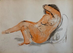 Harold Cohn, 2 Sided Expressionist Detroit Modernist Painting Female Nude, Night Cruise Ship, c.1950's