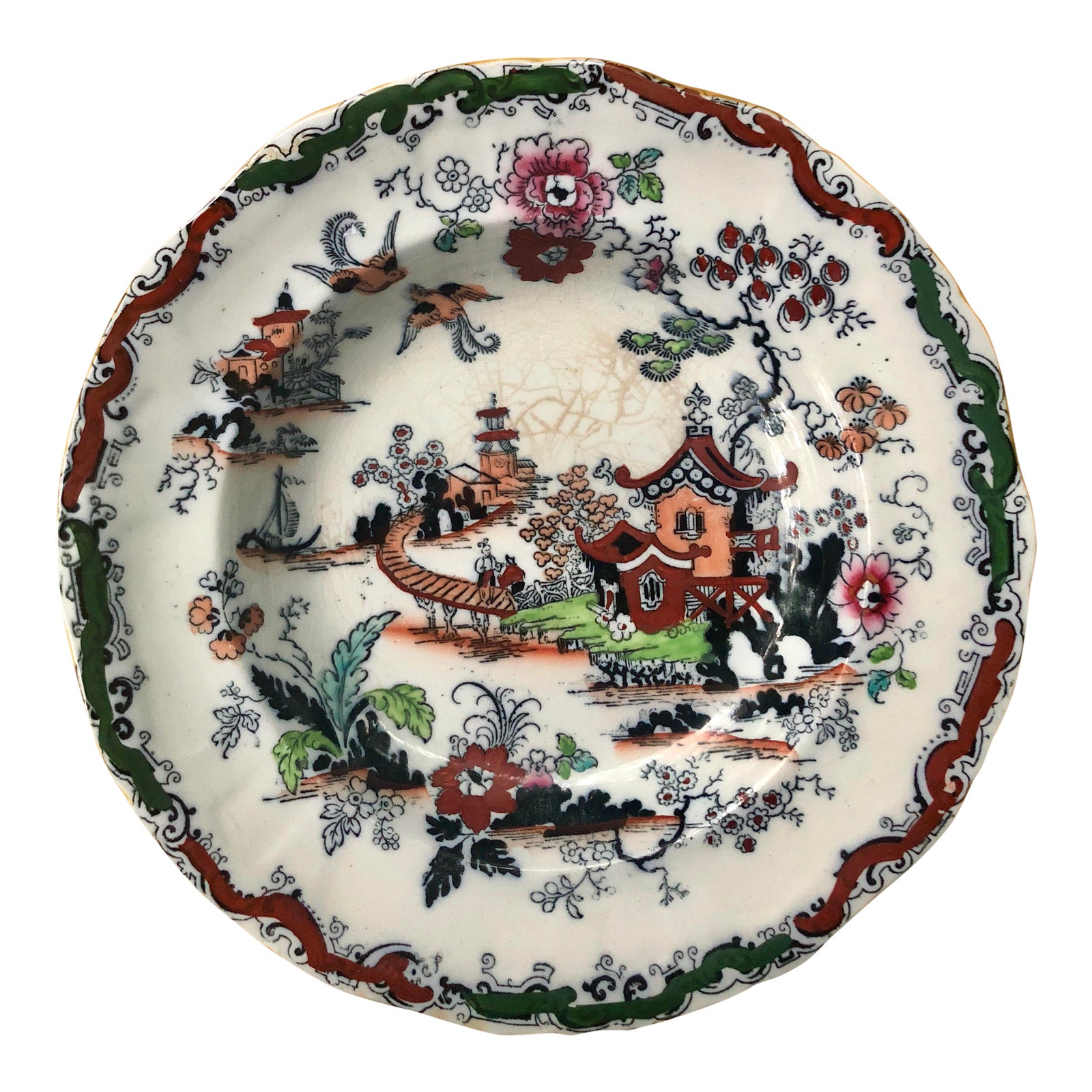 19th Century Ashworth Bros Ironstone Pagoda Print "Hanley" Catchall