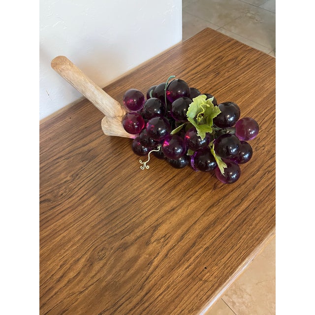 Plastic Lovely Vintage Mid-Century Modern Royal Purple Lucite Acrylic Grape Cluster Centerpiece For Sale - Image 7 of 12