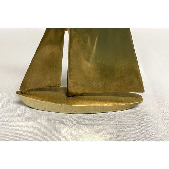Metal MCM Vintage Brass Sailboat For Sale - Image 7 of 8