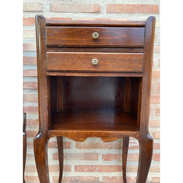 French Oak Nightstands with 2 Drawers, 1890s, Set of 2 For Sale - Image 12 of 18