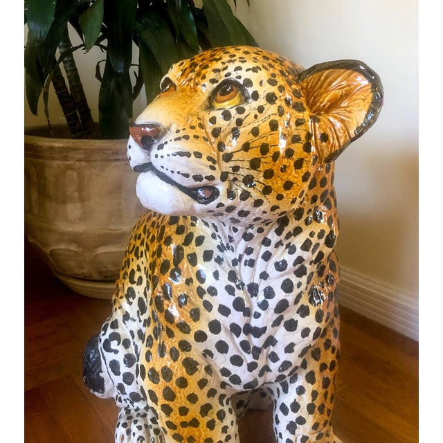 1960s Mid Century Vintage Italian Ceramic Leopard Statue Chairish