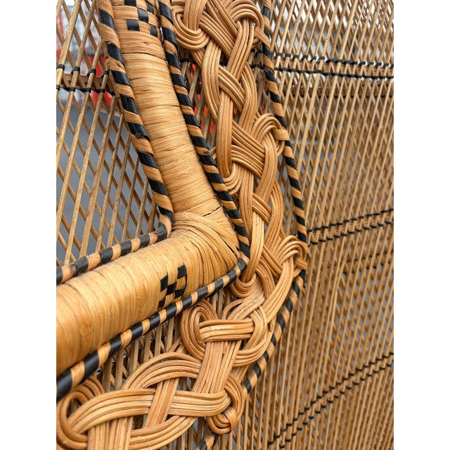 Vintage MCM Emmanuelle Natural Rattan Wicker Peacock Chair For Sale In Philadelphia - Image 6 of 7