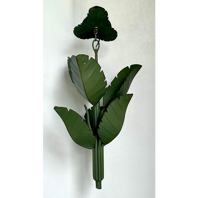 Vintage Green Banana Leaf Six Arm Chandelier For Sale - Image 12 of 12