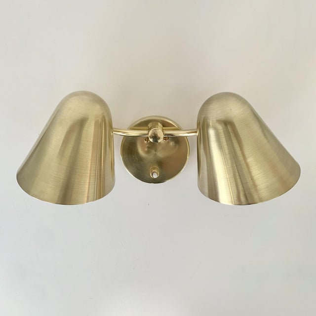 Gold Brass Two Lights Sconce by Jacques Biny, 1950 For Sale - Image 8 of 18