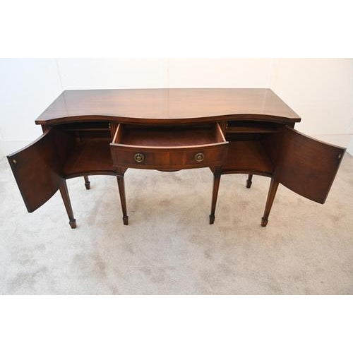 Wood Sheraton Mahogany Serpentine Server Buffet, 1910s For Sale - Image 7 of 13