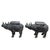 Hollywood Regency Antique Balinese Hammered Bronze Saddled Rhino Plant Stand/Cocktail Table - Set of 2 For Sale - Image 3 of 6