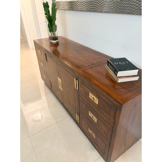 Brown 1980s Henredon Campaign Credenza For Sale - Image 8 of 10