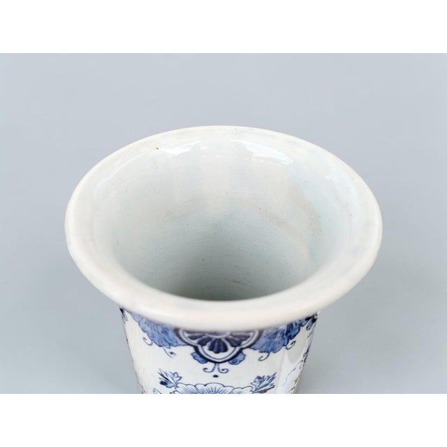 Vintage Hand-Painted Dutch Delft Blue Sailing Ship Vase, 1950s For Sale - Image 13 of 17