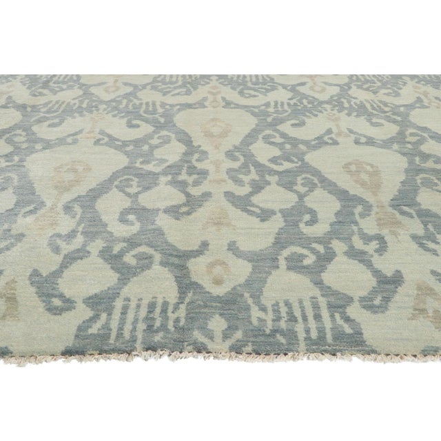 2010s Vintage Soft Blue Ikat Rug, 10'00 X 13'08 For Sale - Image 4 of 10