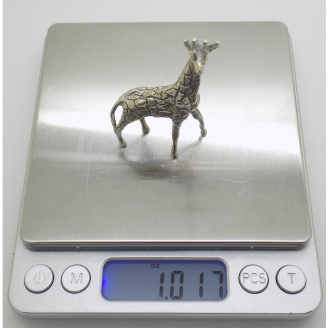 Metal Vintage Italian Handmade Genuine Silver Giraffe Figurine Large Miniature Vicenza 800 Continental Silver Animal Sculpture Cabinet Curiosity For Sale - Image 7 of 9