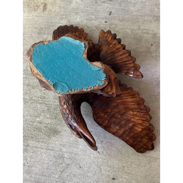 1979s Vintage Wooden Carved Americana Federal Eagle Large Figurine Statue For Sale - Image 11 of 11