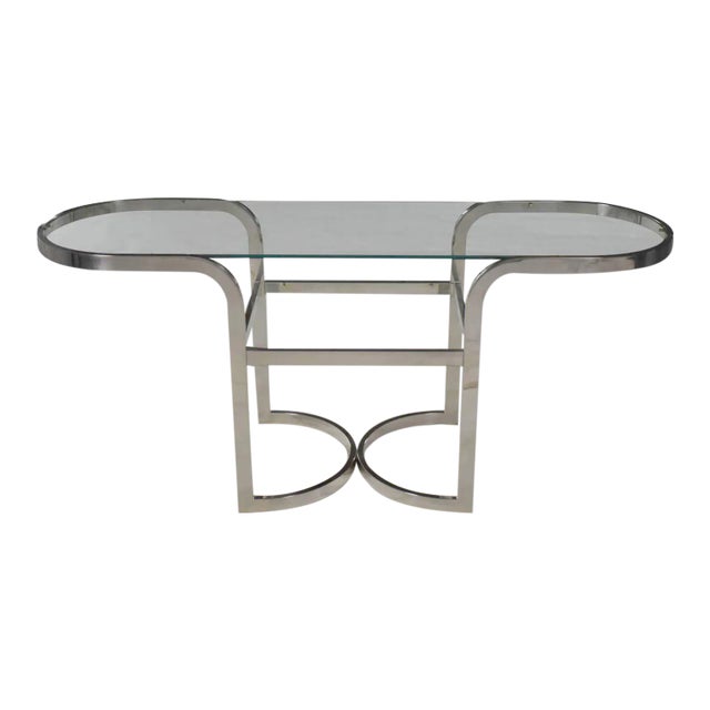 Mid-Century Modern Polished Chrome Oval Sofa or Console Table For Sale
