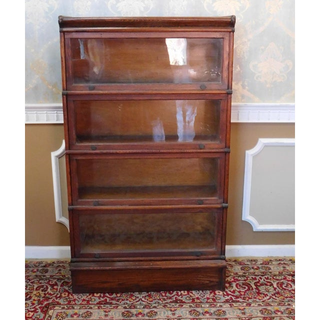 Antique 4 Section GlobeWernicke Oak Barrister Lawyers Bookcase c1910