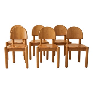 Rainer Daumiller Solid Pine Dining Chairs, Set of 6, 1970's For Sale