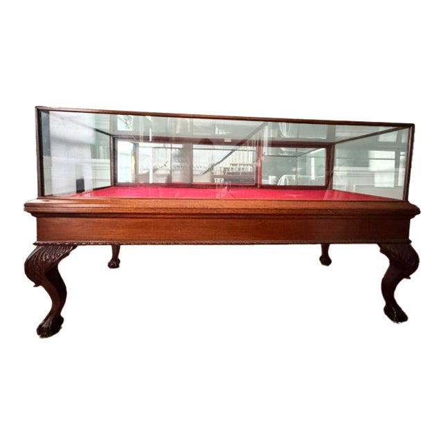 Antique Manhattan Show Case Co. Carved Wood & Glass Store Display Vitrine, New York For Sale
