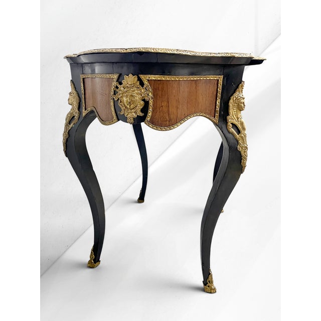 Antique 19th Century Napoleon III Style Console Table W/ Gilt Metal Mounts & Medallions For Sale - Image 13 of 15