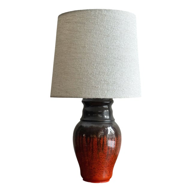 Art Deco Black and Orange Otto Table Lamp from Upsala-Ekeby, 1938 For Sale