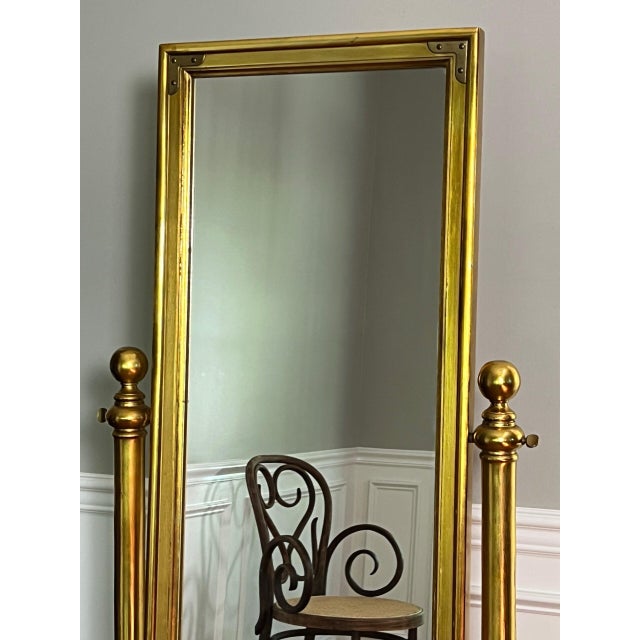 1970s 1970s Hollywood Regency Giltwood Cheval Floor Mirror For Sale - Image 5 of 13