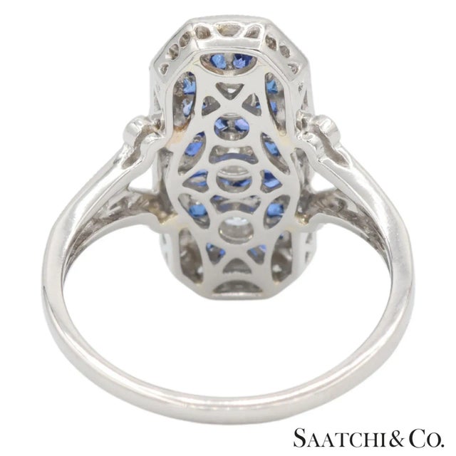 Platinum (950) Natural Diamond and Natural Sapphire Elegant Ring For Sale - Image 9 of 11