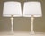 A striking matching pair of Italian Carrera marble Classic Hollywood Regency Corinthian Column style table lamps from...