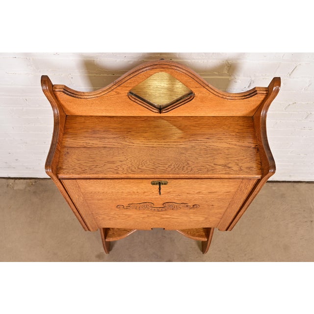 Stickley Brothers Style Antique Mission Oak Arts & Crafts Drop Front Secretary Desk, Circa 1900 For Sale - Image 12 of 15