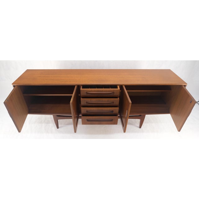 1970s Danish Mid Century Modern Double Two Door Compartment 4 Drawers Teak Credenza For Sale - Image 5 of 7