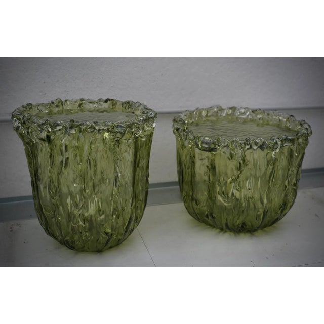 Mid-Century Modern Vintage Italian Murano Art Glass Green Side Table, 2000 For Sale - Image 3 of 11