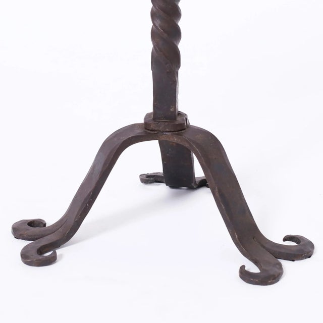 Coffee Pair of Antique French Iron Candle Sticks For Sale - Image 8 of 8