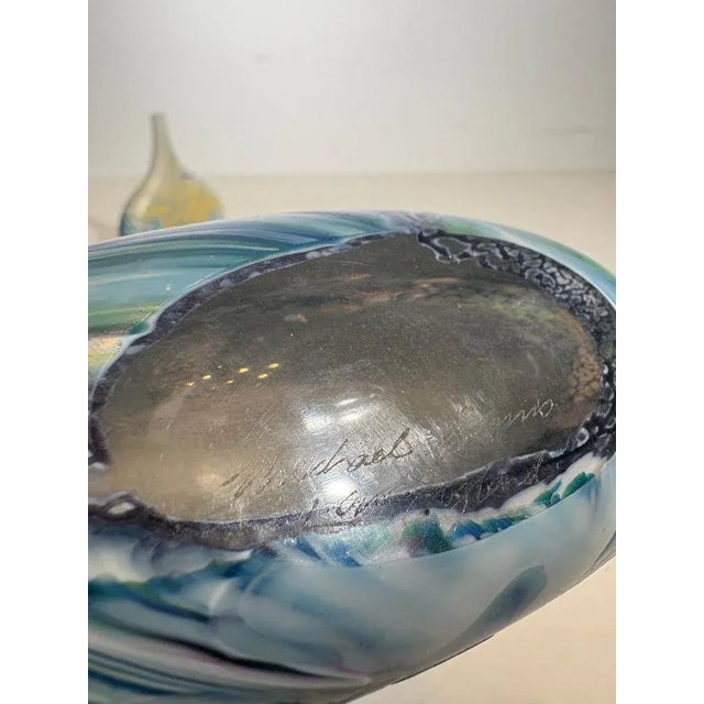 Metal Isle of Wight Blown Glass Vases by Michael Harris, Set of 2 For Sale - Image 7 of 9