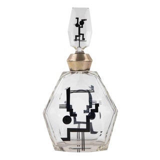 Art Deco Bohemian Glass Bottle, Europe, 1930s For Sale