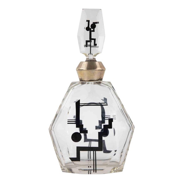 Art Deco Bohemian Glass Bottle, Europe, 1930s For Sale