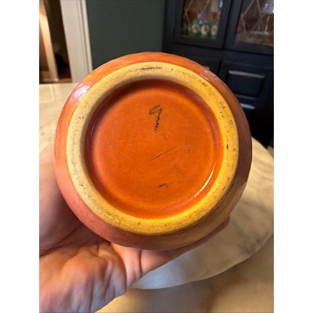 Roseville Pottery Roseville Laurel Art Pottery Persimmon Color Vase #667- 6 Ca. 1934 For Sale - Image 4 of 7