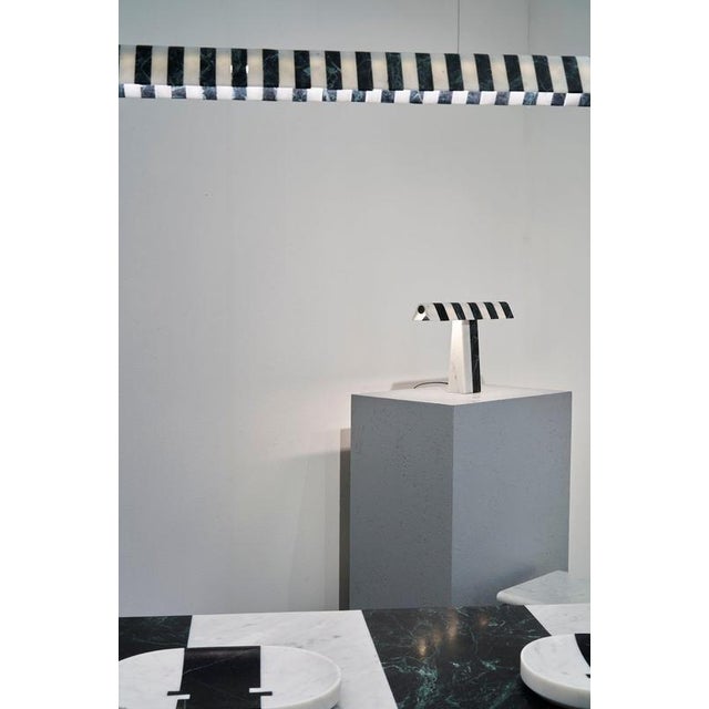 Alcm Horizontal Pendant Lamp in Verde Alpi & Carrara Marbles by Bufalini Design For Sale - Image 12 of 13