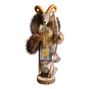 Late 20th Century Ojibway Big Horn Sheep Totem – Manitou Spirit Figure by Kevin & Shawn Gadomski | 25/100 | 23” Tall