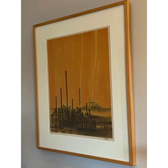 Mid 20th Century Signed Lithograph 'Factory Fire' by Richard Florsheim For Sale - Image 5 of 7