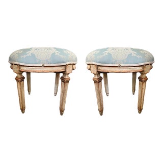 Pair of Late 19th Century Upholstered Stools For Sale