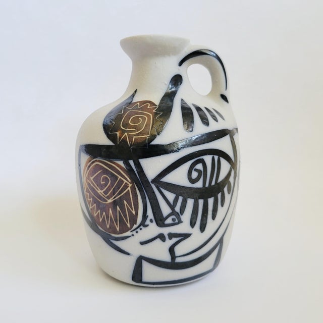 Mid-Century Modern Vintage Otero Regal Spain Pottery Jug Vase Hand Painted For Sale - Image 3 of 12