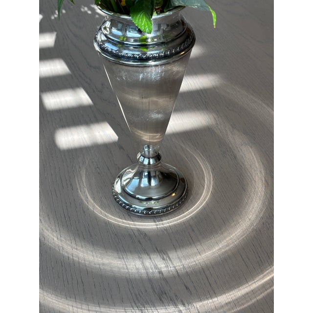 Metal Vintage Traditional Silver Plated Fluted Trumpet Vase For Sale - Image 7 of 8