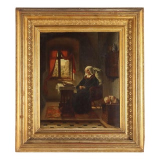 Augusto Friedrich Siegert, Figurative Scene, Oil on Canvas, Framed For Sale