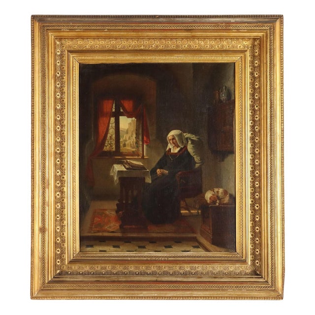 Augusto Friedrich Siegert, Figurative Scene, Oil on Canvas, Framed For Sale
