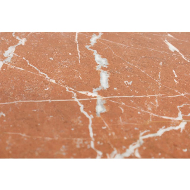 Metal Mid 20th Century Marble Top Dining or Conference Table Attributed to Italian Rosso Alicante For Sale - Image 7 of 8