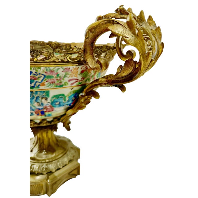 Rose Mandarin Porcelain Bowl With French Dore Bronze Mounts For Sale In Tampa - Image 6 of 12