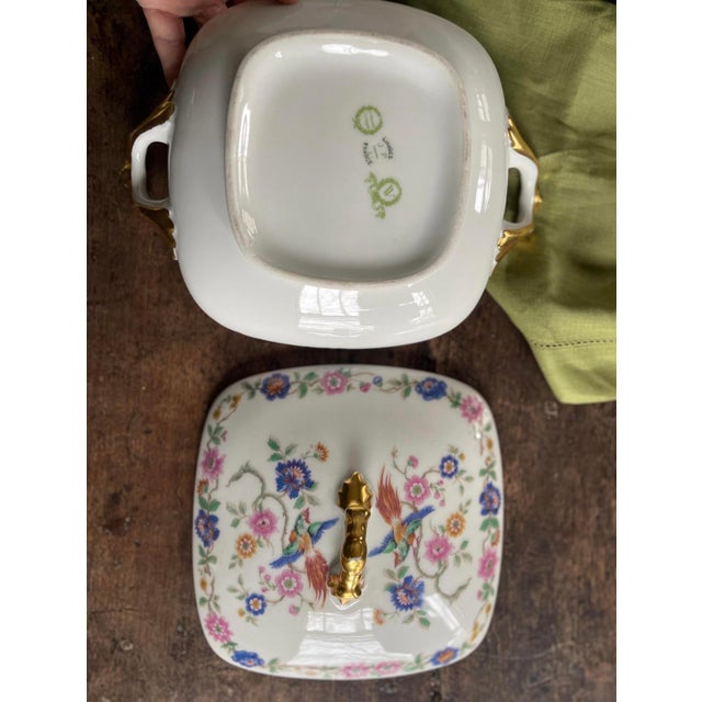 Early 20th Century Vintage French Lidded Serving Bowl Bird of Paradise Limoges France For Sale - Image 5 of 10